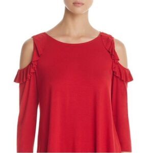 Halogen Nordstrom HA372331 MI RED PEPPER Cold shoulder long sleeve blouse top S
